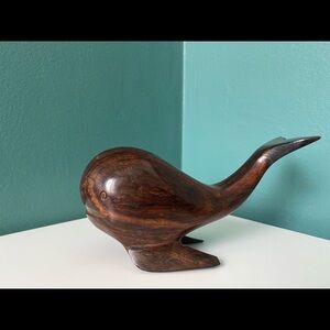 𝅺stunning Carved Wooden Whale Decor Piece